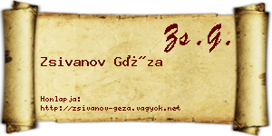 Zsivanov Géza névjegykártya